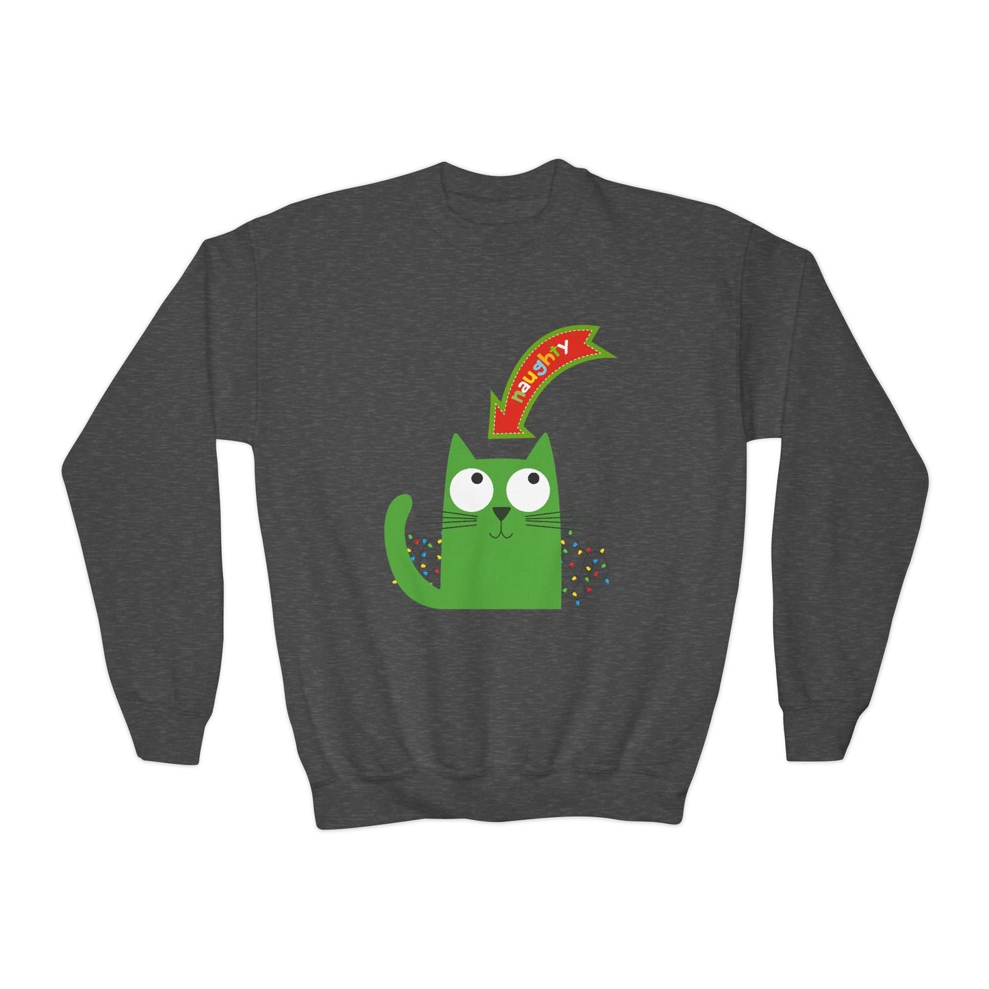 Youth Naughty Kitty Holiday Sweatshirt Printify
