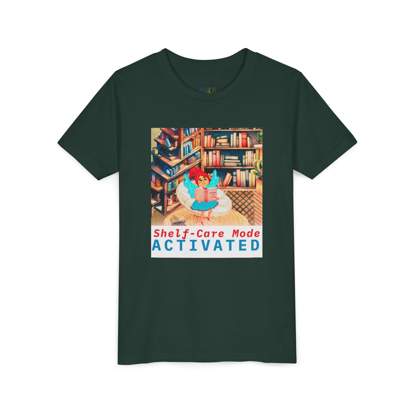 Youth Shelf-Care Mode Activated Youth Tee – Recharge with a Good Book