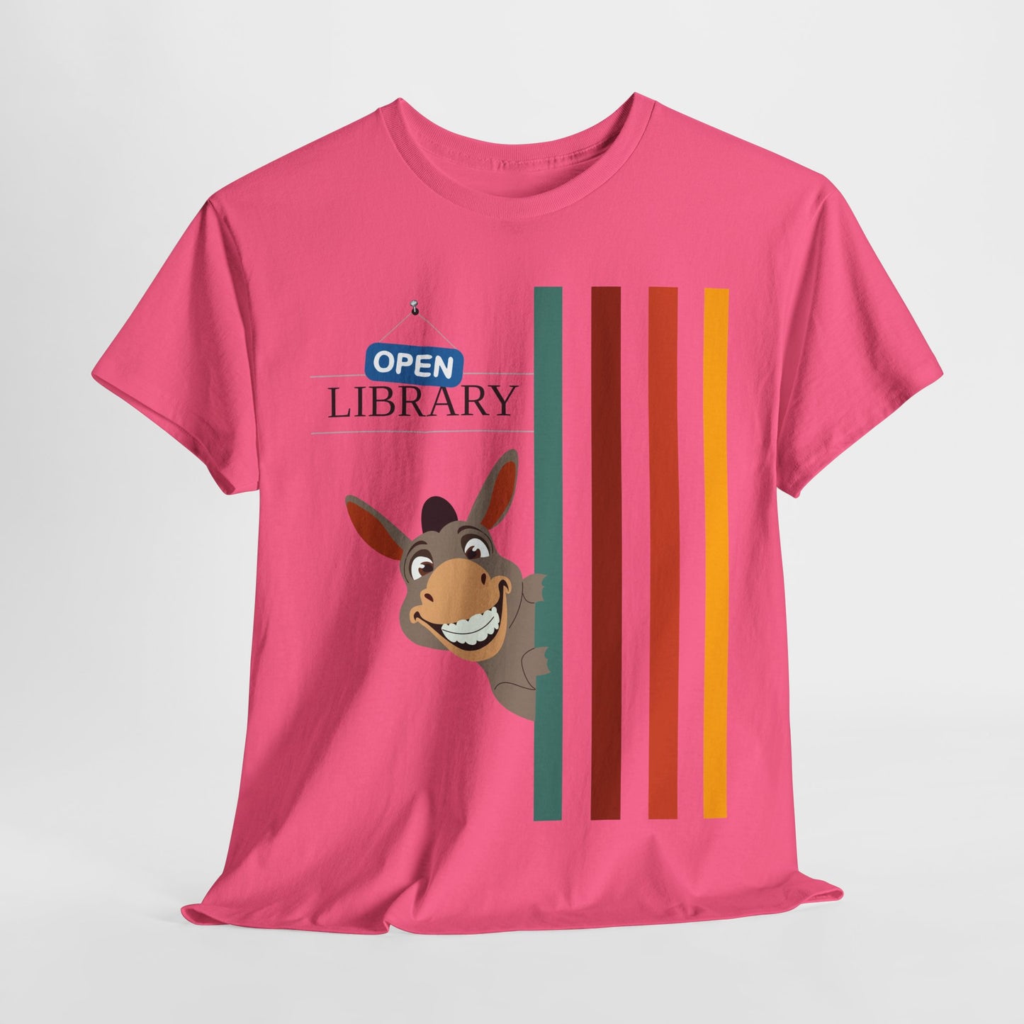Teen/Adult Unisex Donkey Dell “Open Library” T-Shirt – Fun Literacy & Reading Graphic Tee