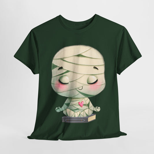 Teen/Adult Unisex Cute Mummy Reading Tee – Spooky Sweet Halloween Book Lover Shirt