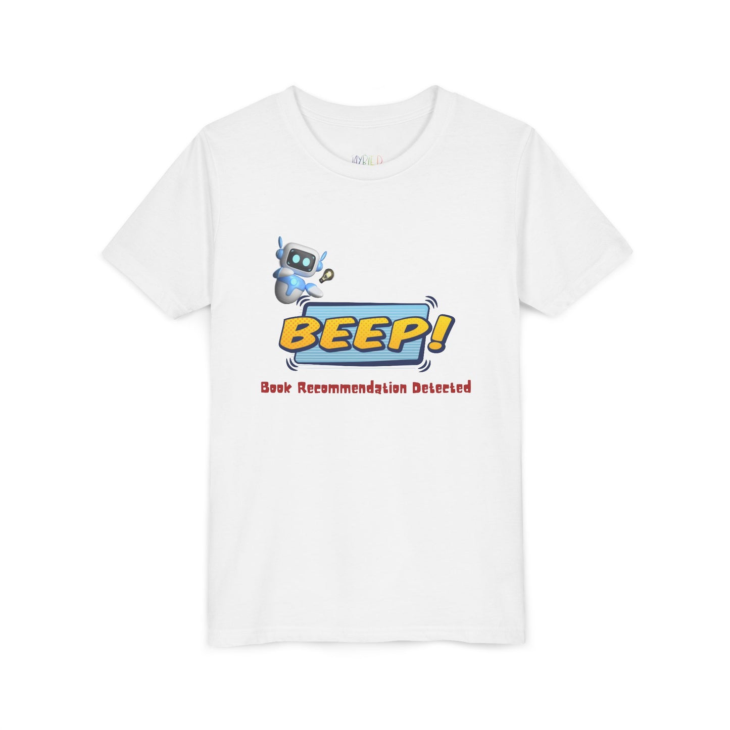 Youth BEEP! Tee – Book Recommendation Detected, Robot-Approved Reads, Perfect for young readers with high-tech taste and top-tier book picks.