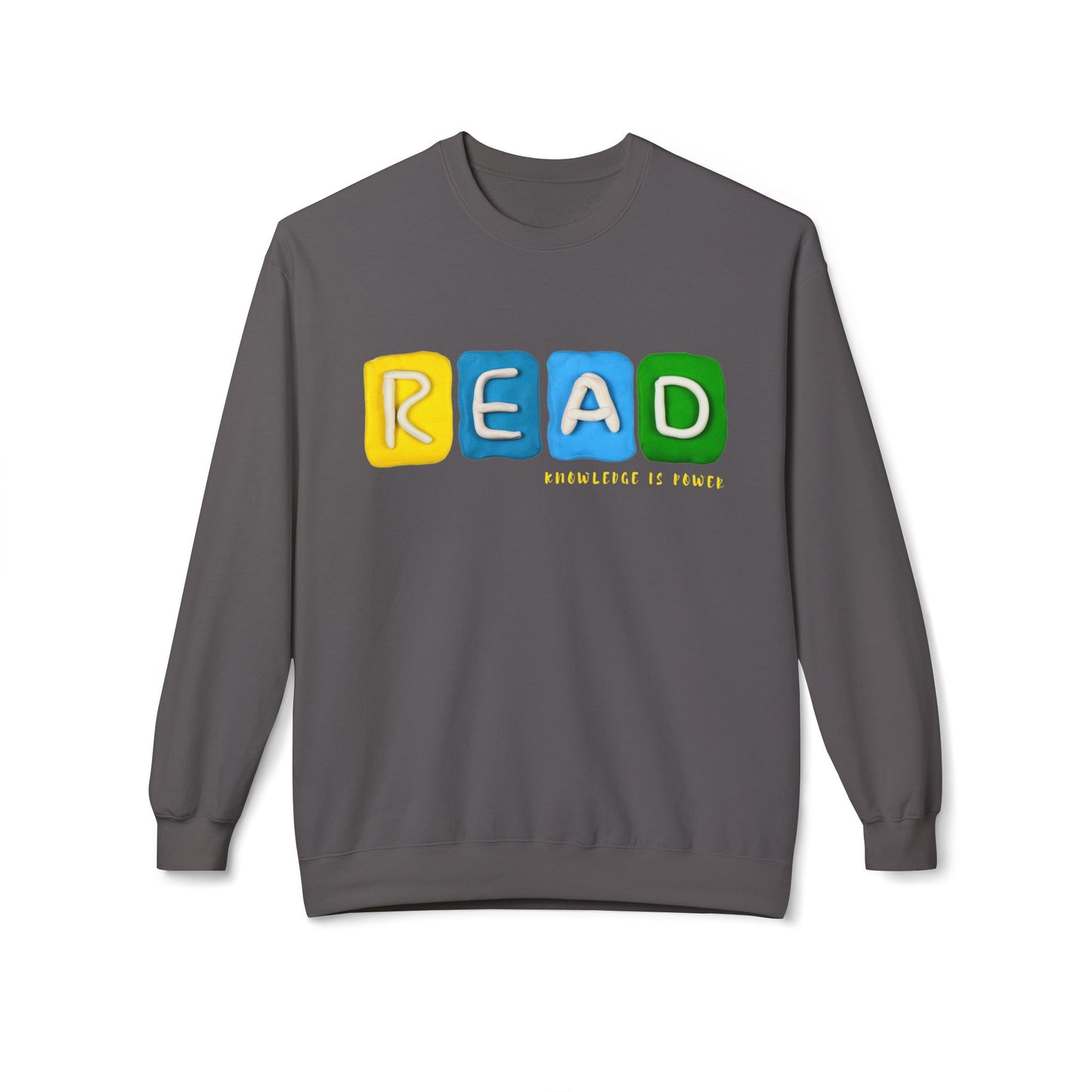 Teen/Adult Unisex READ Knowledge Is Power Sweatshirt – Colorful Literacy-Inspired Design