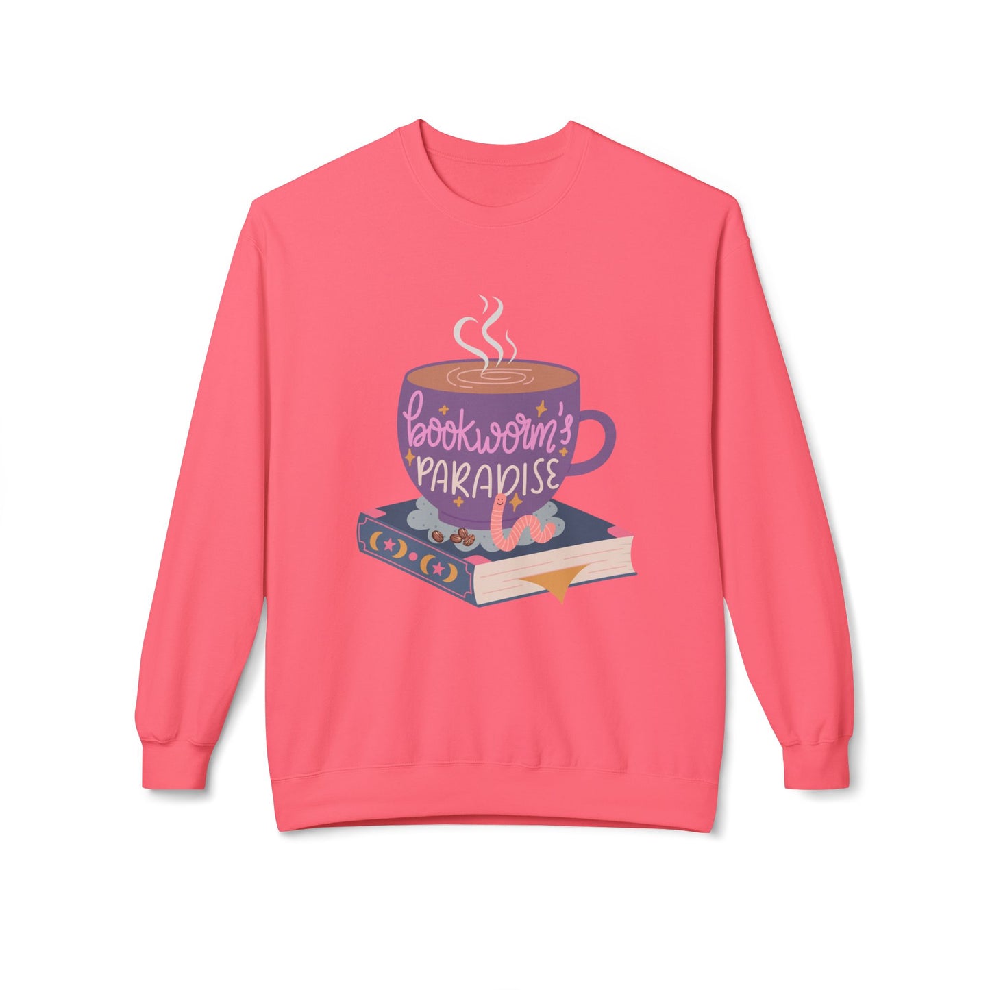 Teen/Adult Unisex Bookworm’s Paradise Sweatshirt, Cozy Reading & Coffee Lover Crewneck