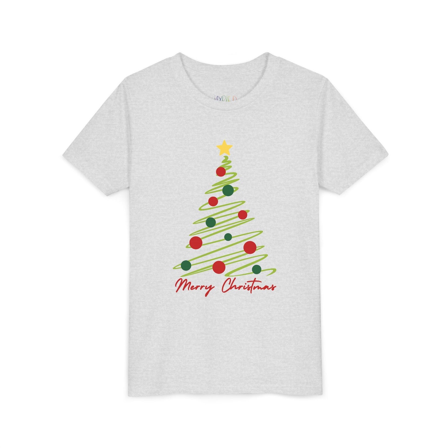 Youth Merry Christmas T-Shirt â€“ Simple Holiday Tree Design Printify