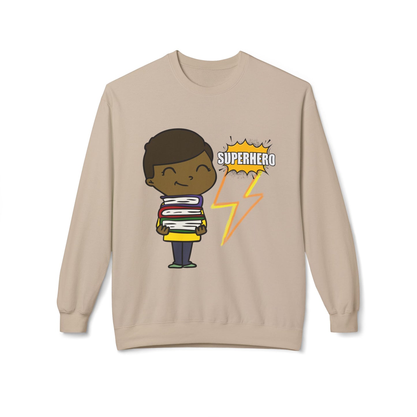 Teen/Adult Unisex Books Give Me Power Crewneck Superhero Reader Sweatshirt