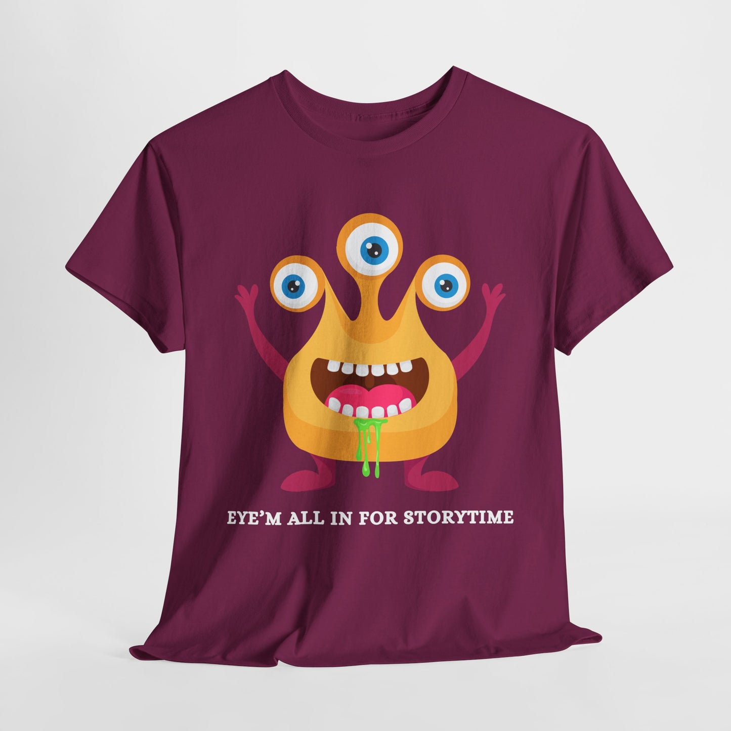 Teen/Adult Unisex Eye’m All In for Storytime – Funny Monster Book Tee