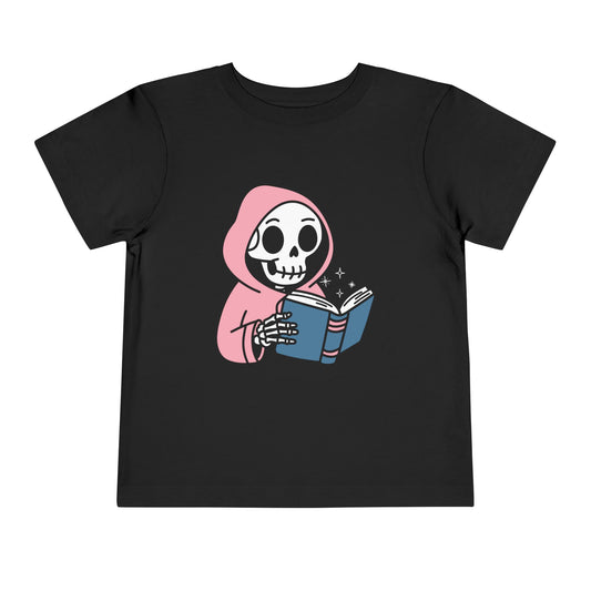 Toddler Spooky Storytime Tee – Cute Skeleton Reader Halloween Shirt