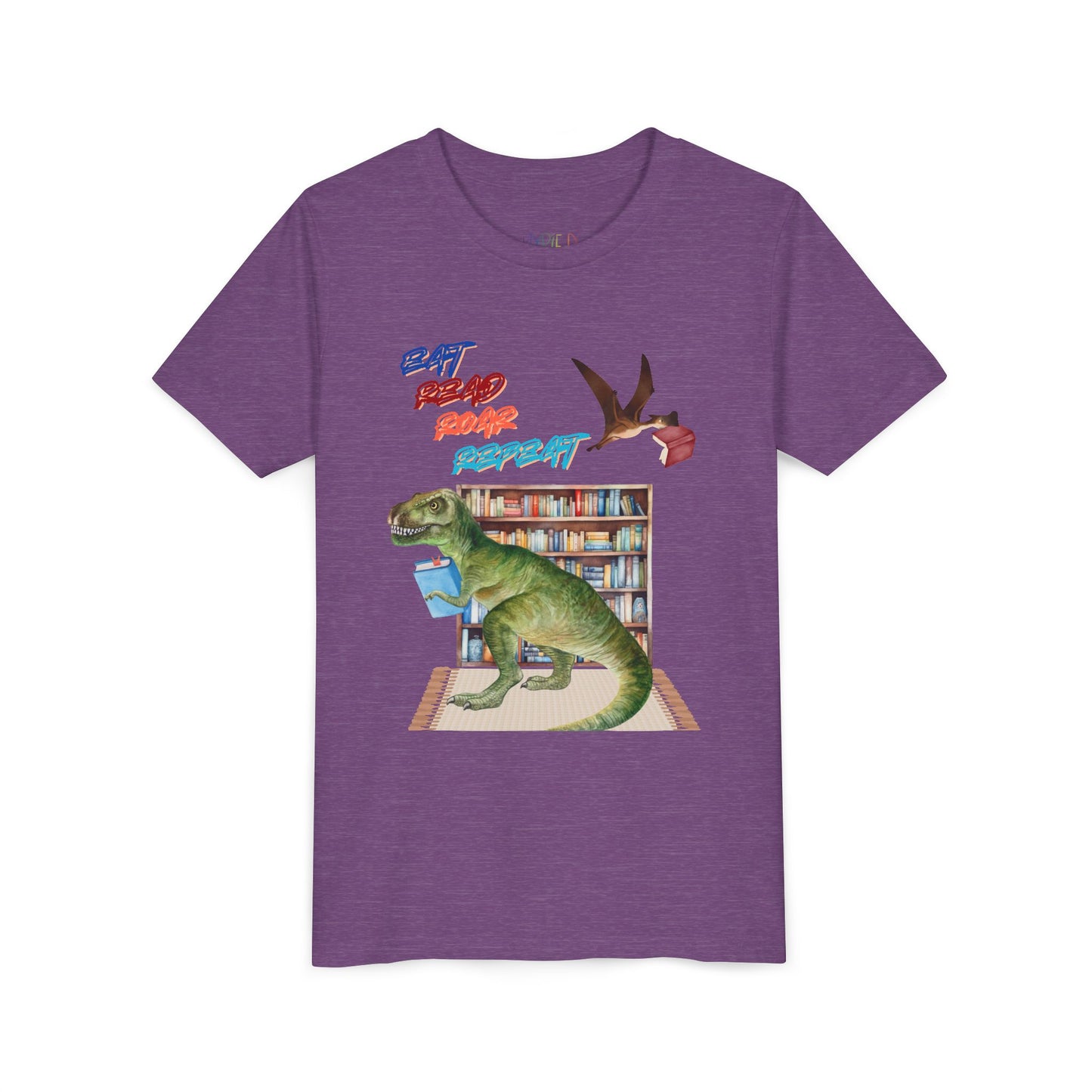 Youth Eat Read Roar Repeat Tee – Dino Book Lover Shirt for Relentless Readers