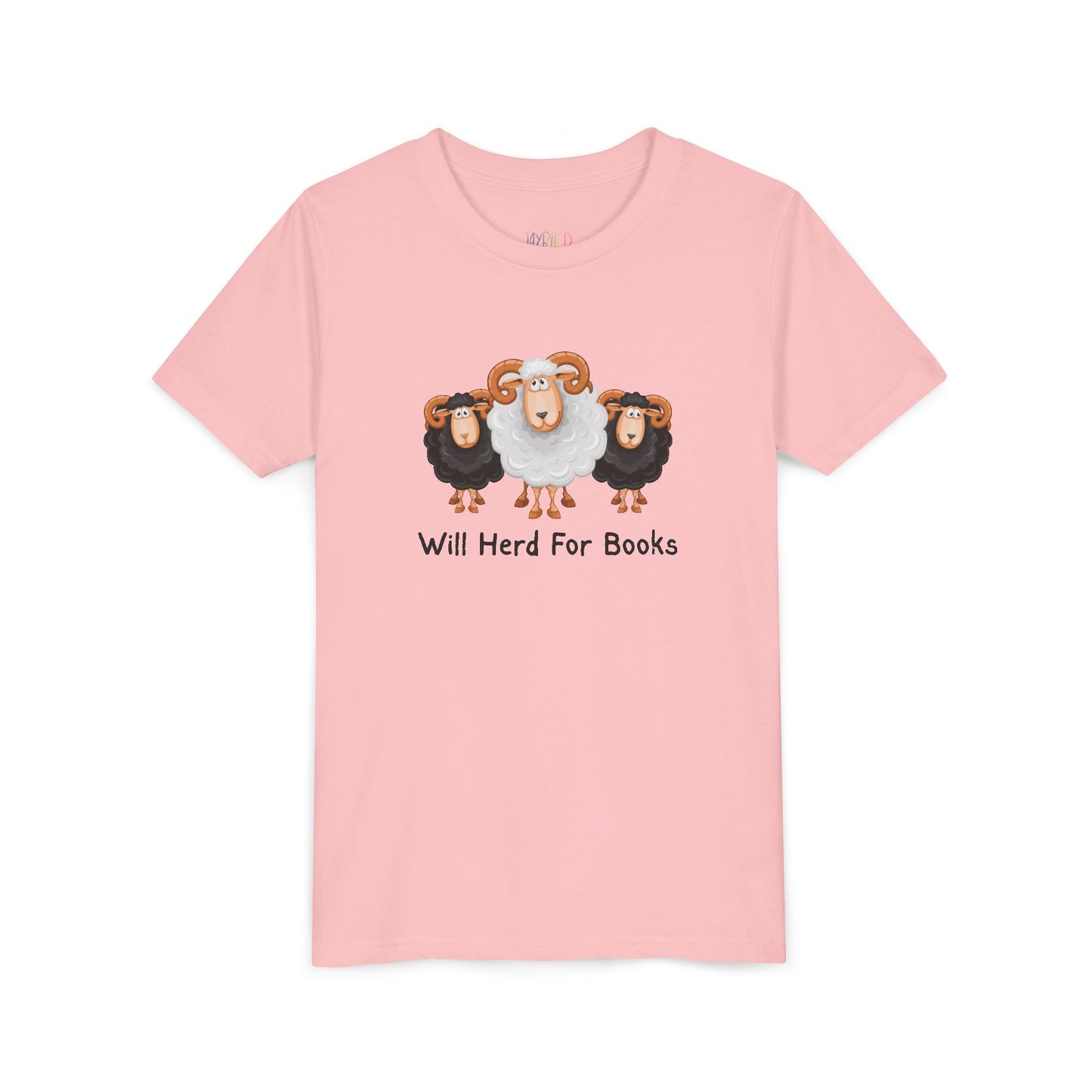 Youth Will Herd for Books T-Shirt – Funny Sheep Tee for Young Book Wranglers
