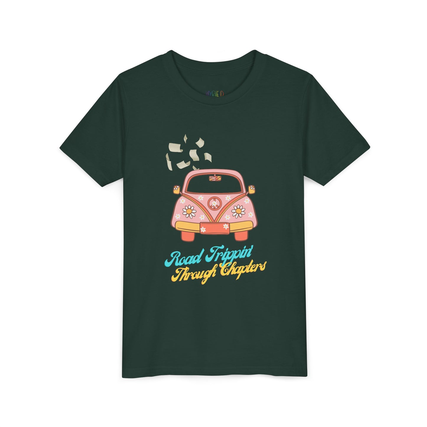 Youth Road Trippin' Through Chapters Tee – For Book-Loving Adventurers, Perfect for young readers with wanderlust and wild imaginations!