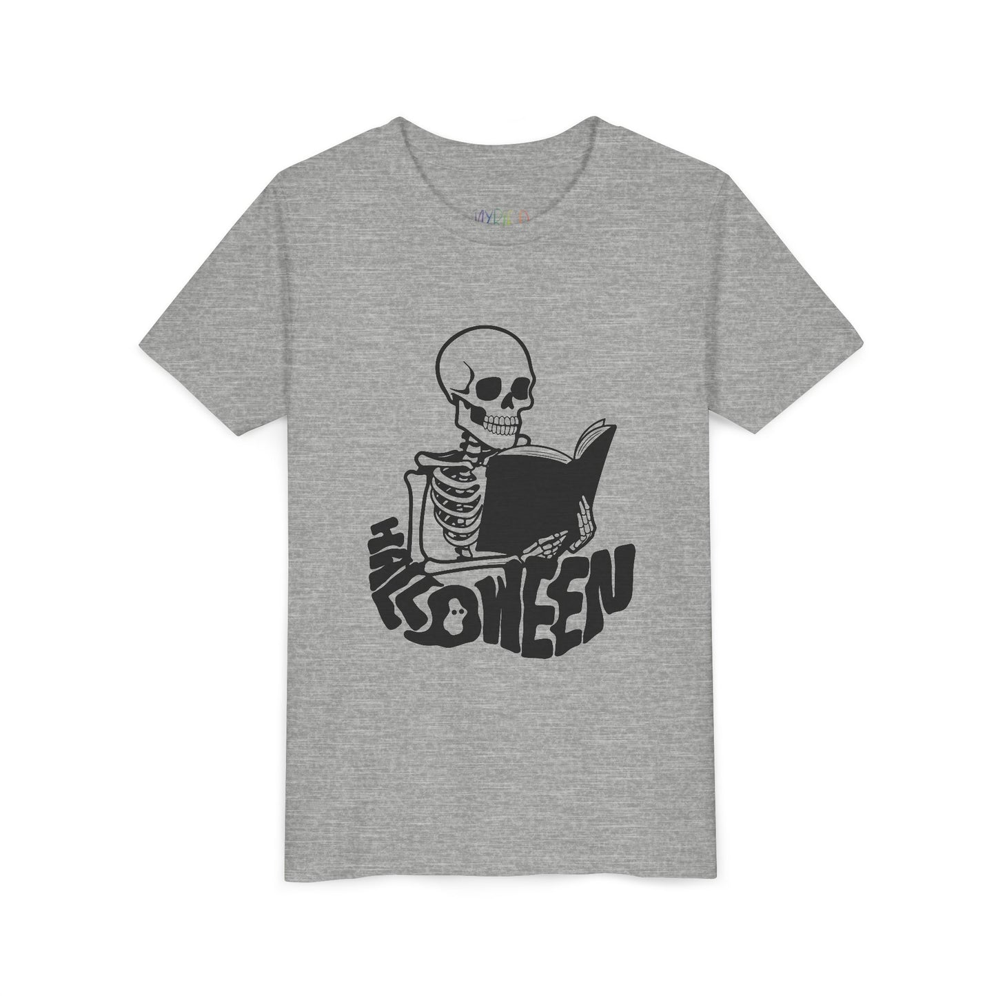 Youth Halloween Reading Tee – Skeleton with Book Shirt