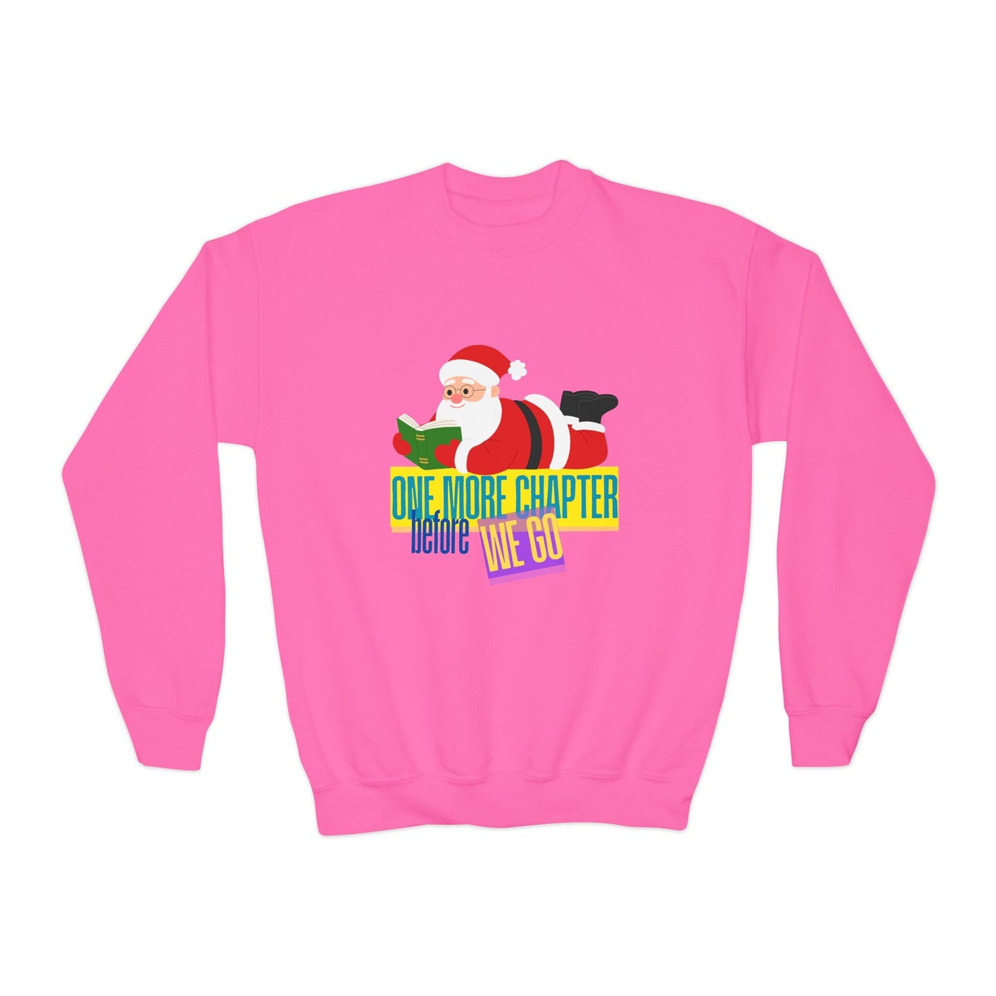 Youth One More Chapter Before We Go Sweatshirt â€“ Santa Reading Design Printify