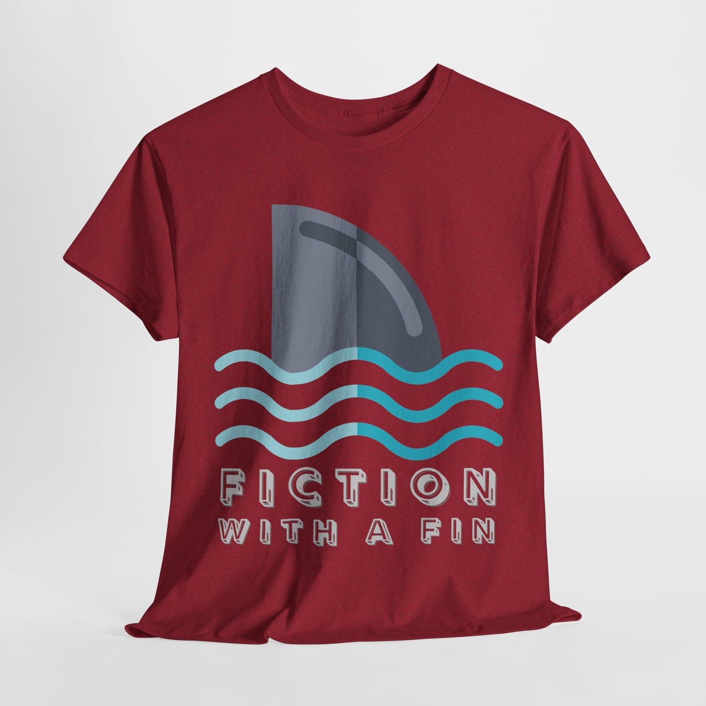 Teen/Adult Unisex Fiction With a Fin Tee – Shark-Themed Reading Shirt for Ocean-Loving Bookworms
