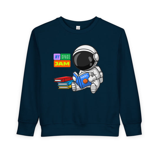 Toddler Space Jam Reader Sweatshirt – Astronaut Book Lover Crewneck