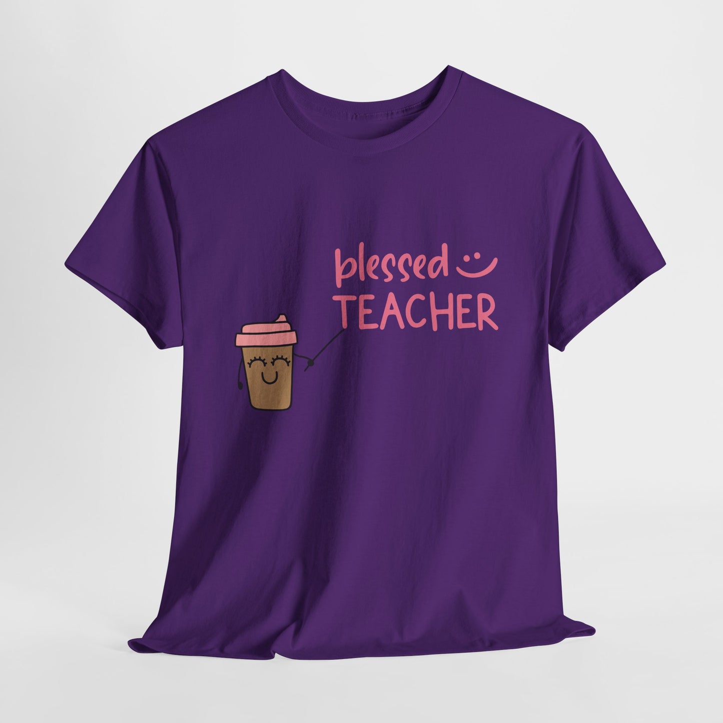 Teen/Adult Unisex Blessed Teacher Coffee Tee – Cute & Cozy for Caffeinated Educators