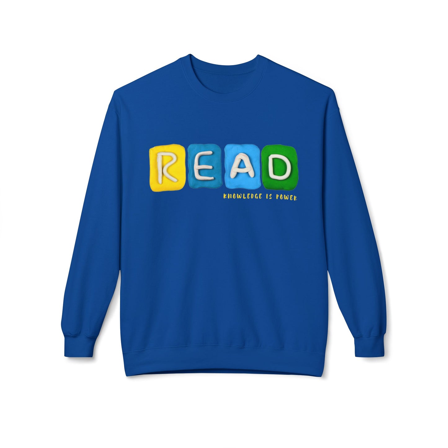 Teen/Adult Unisex READ Knowledge Is Power Sweatshirt – Colorful Literacy-Inspired Design
