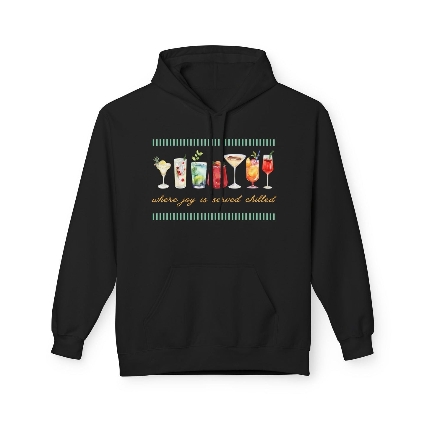 Teen/Adult Unisex Where Joy Is Served Chilled Hoodie â€“ Cocktail Loverâ€™s Cozy Statement Printify