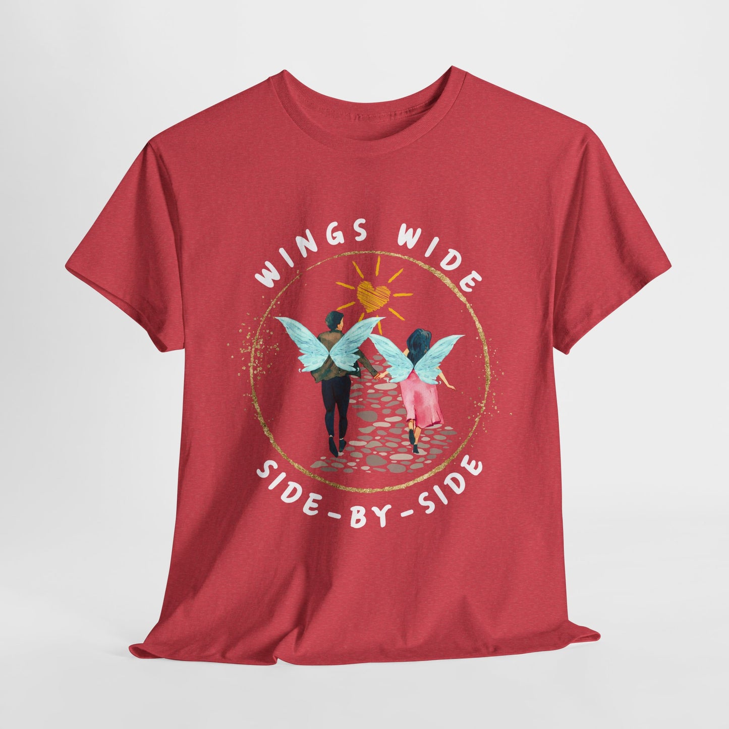 Teen/Adult Unisex Wings Wide Side-By-Side Tee – Wedding & Anniversary Gift for Couples, Inspirational Fairy Tale Apparel