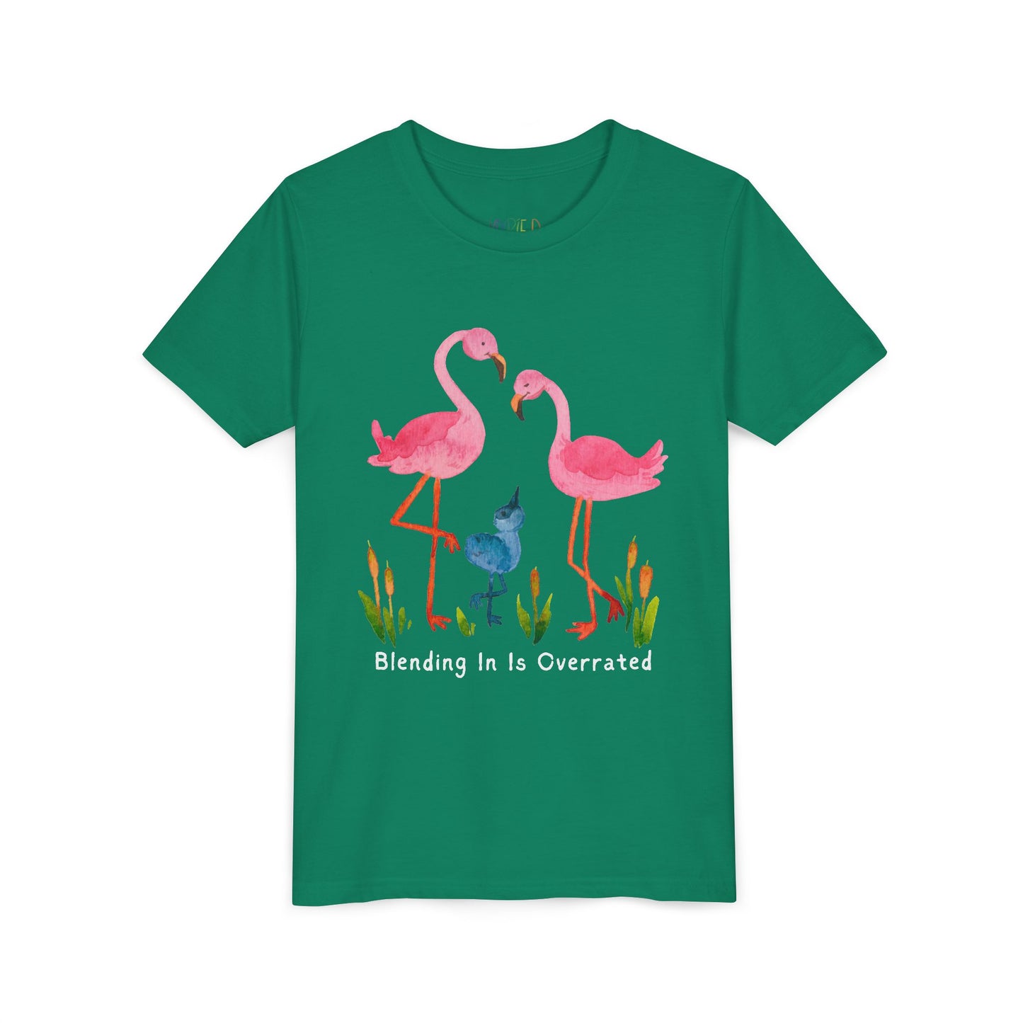 Youth Blending In Is Overrated Tee – Standout Flamingo Shirt for Bold Young Readers