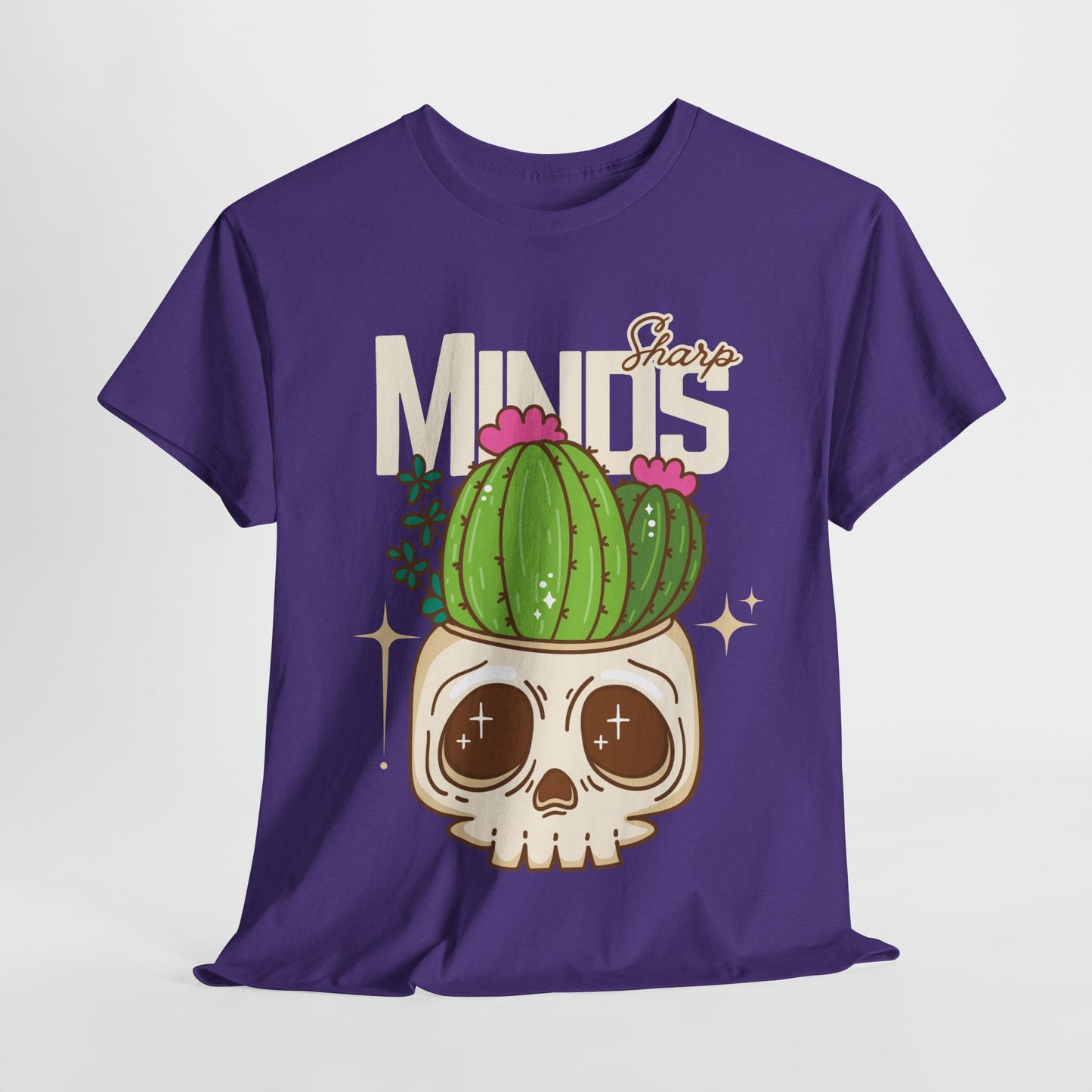 Teen/Adult Unisex "Sharp Minds" Skull & Cactus Graphic T-Shirt – Bold Bookish Style Tee
