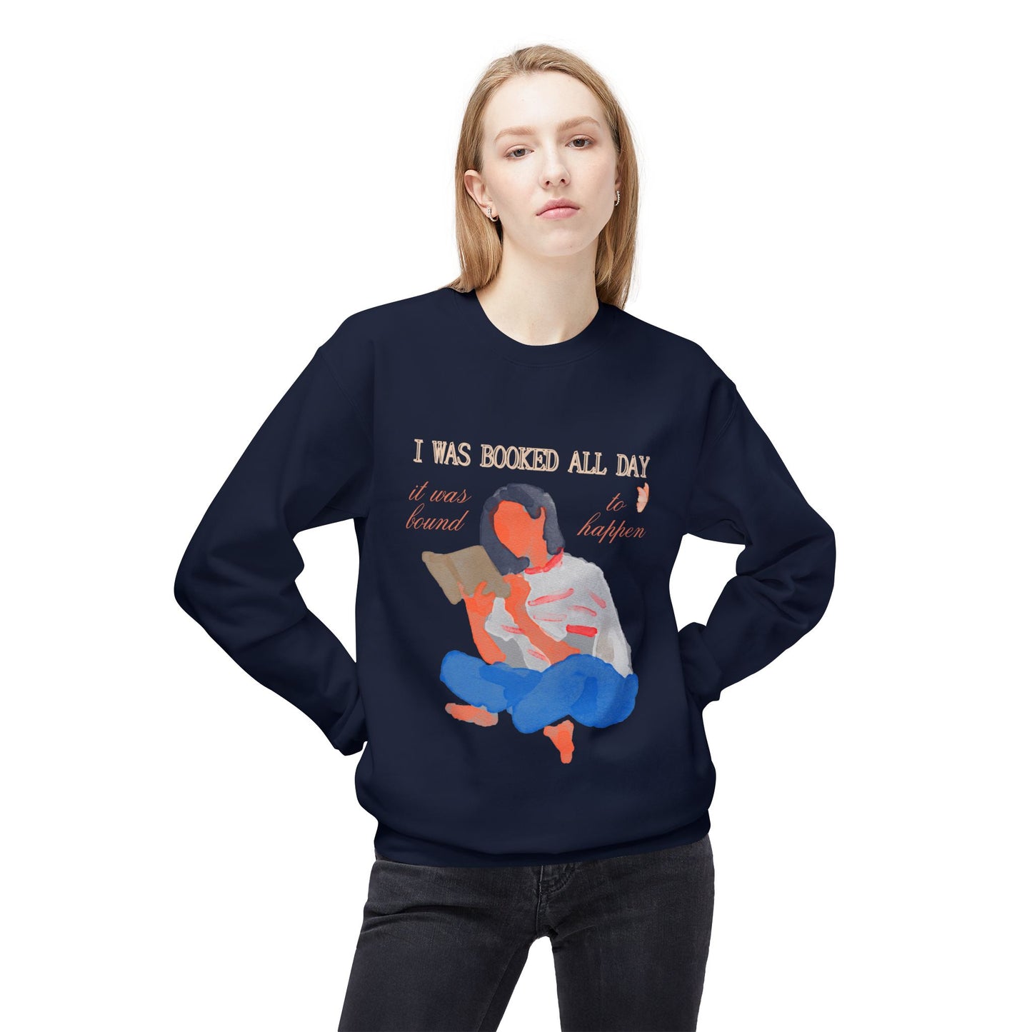 Teen/Adult Unisex I Was Booked All Day Sweatshirt, Cozy Watercolor Reader Design