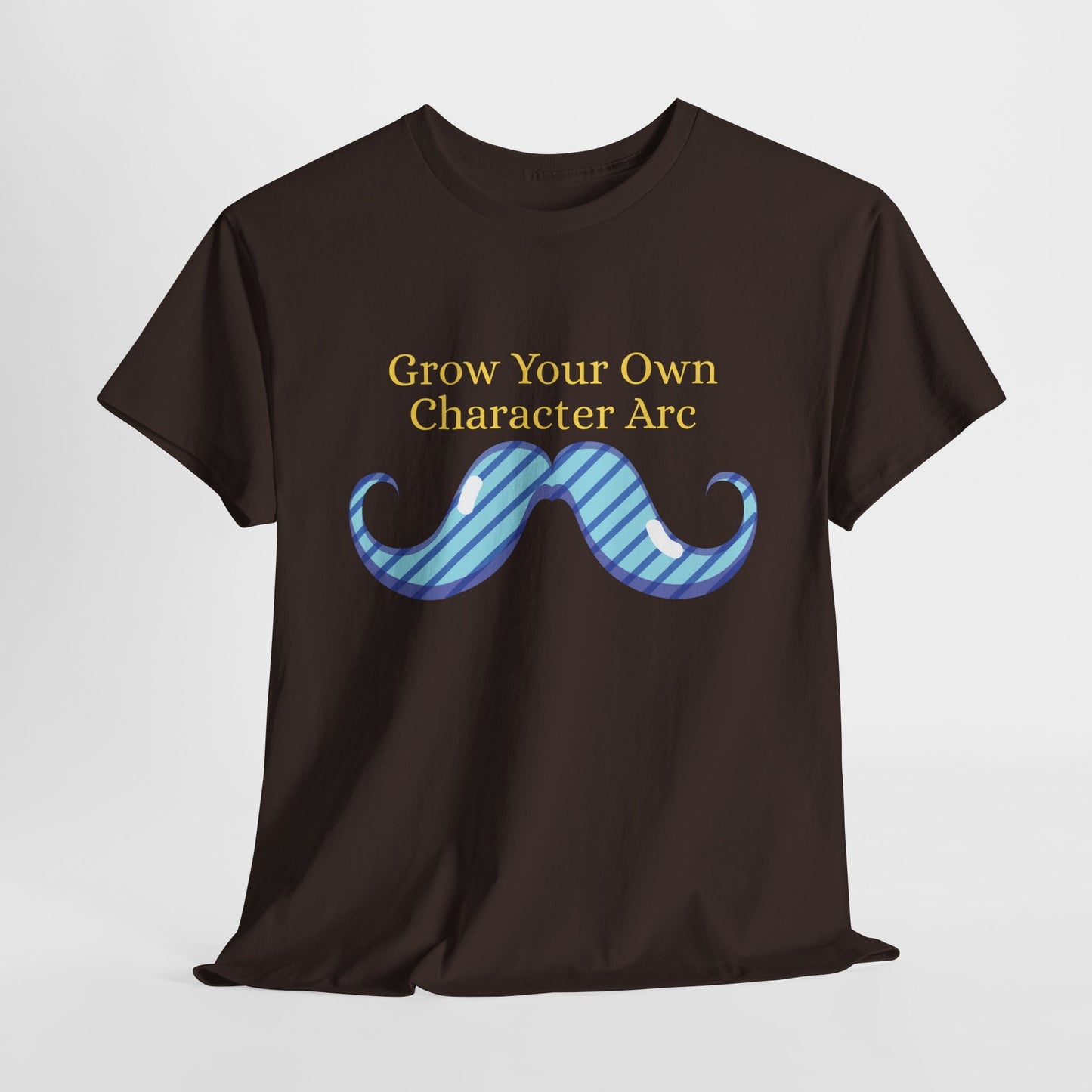Teen/Adult Unisex Grow Your Own Character Arc Tee – Punny Pick for Writers, Readers & Mustache Enthusiasts