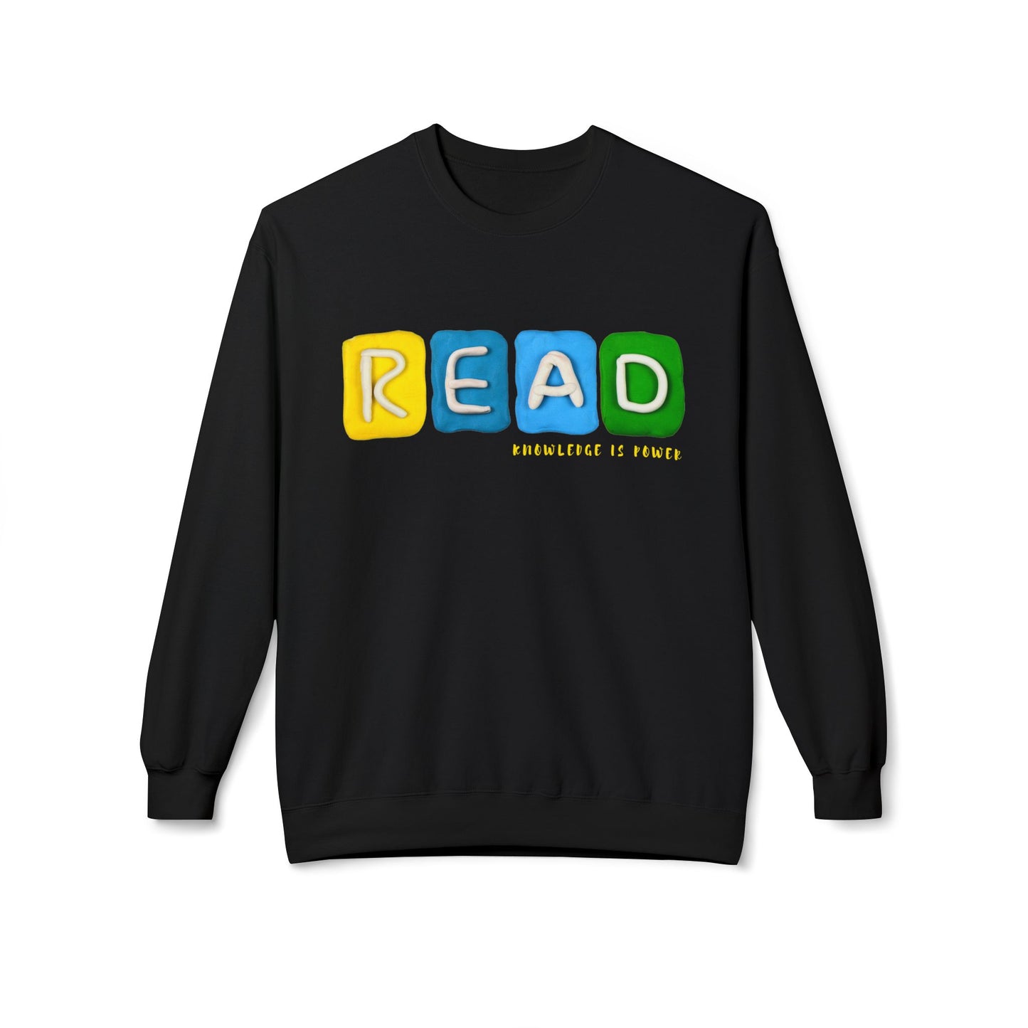 Teen/Adult Unisex READ Knowledge Is Power Sweatshirt – Colorful Literacy-Inspired Design