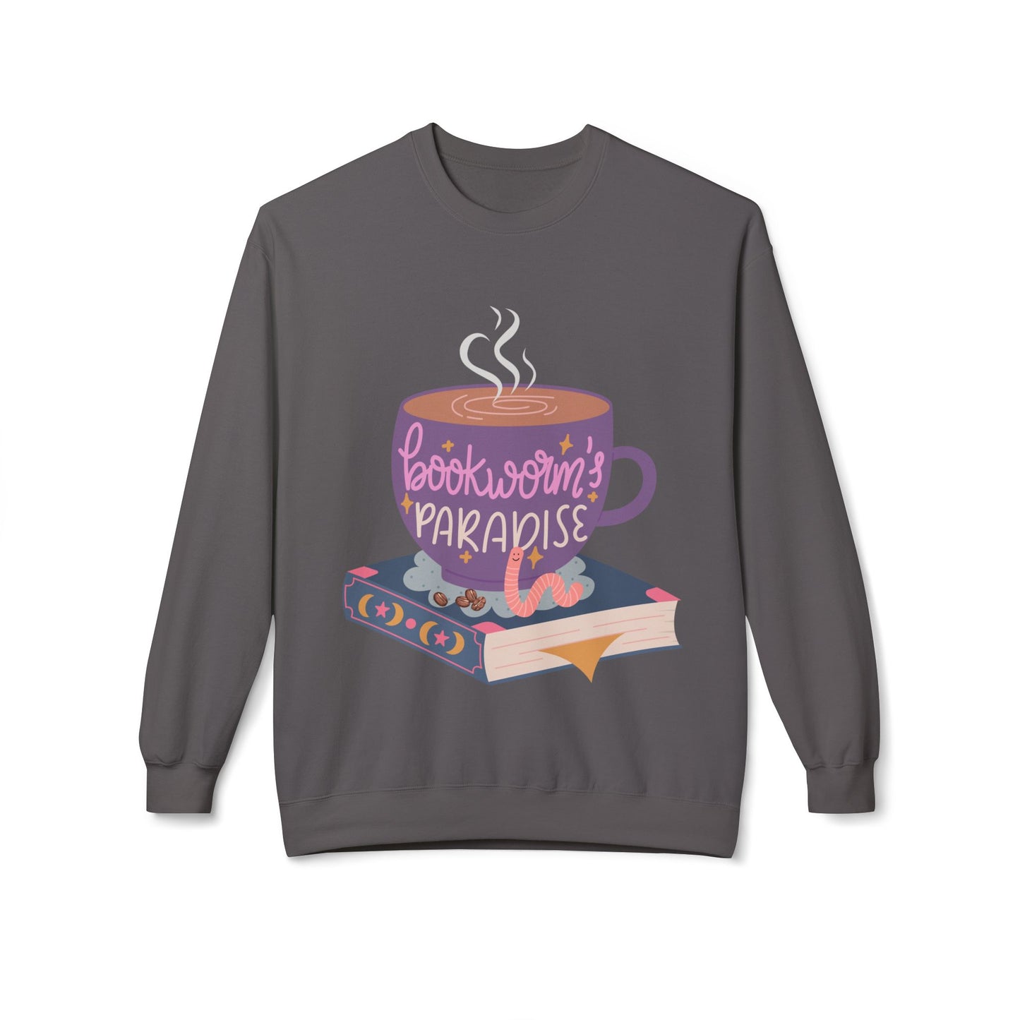 Teen/Adult Unisex Bookworm’s Paradise Sweatshirt – Cozy Reading & Coffee Lover Crewneck