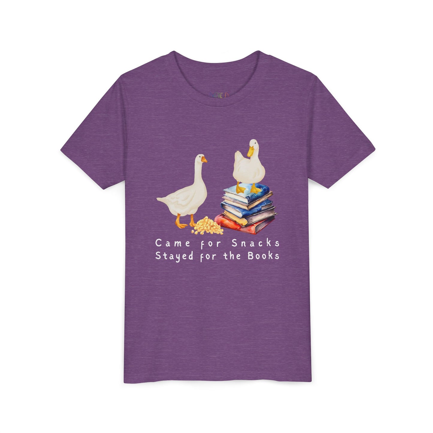 Youth Came for Snacks, Stayed for the Books Tee – Funny Duck Shirt for Hungry Little Readers