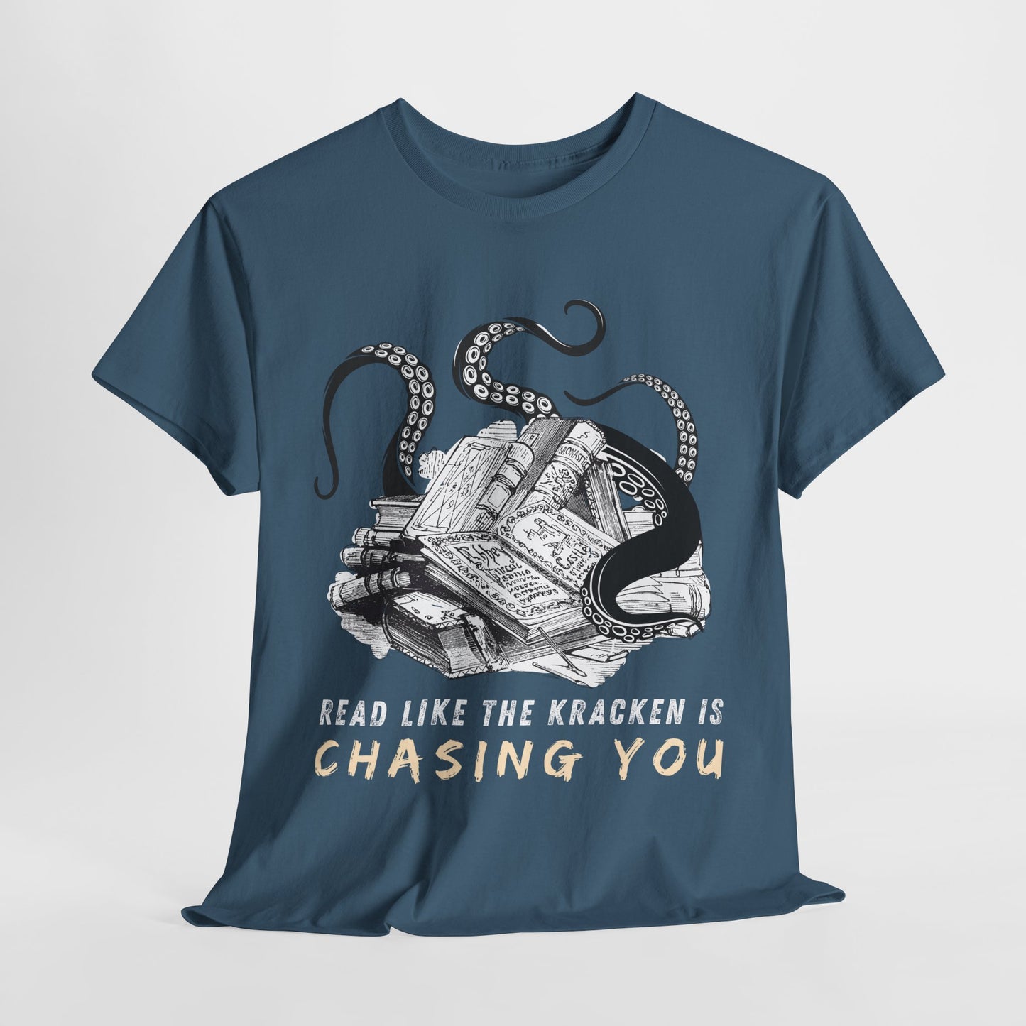 Teen/Adult Unisex “Read Like the Kraken Is Chasing You” Tee – Deep Sea Deadline Energy
