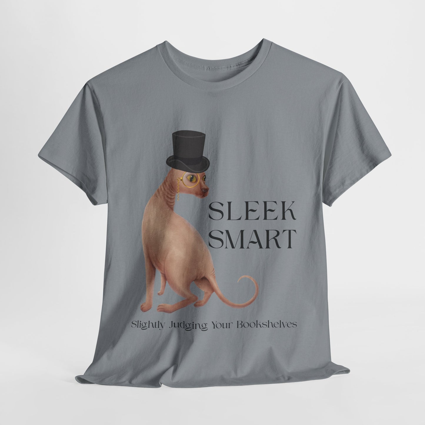 Teen/Adult Unisex Sleek Smart Tee – For Bookish Minds with Feline Taste