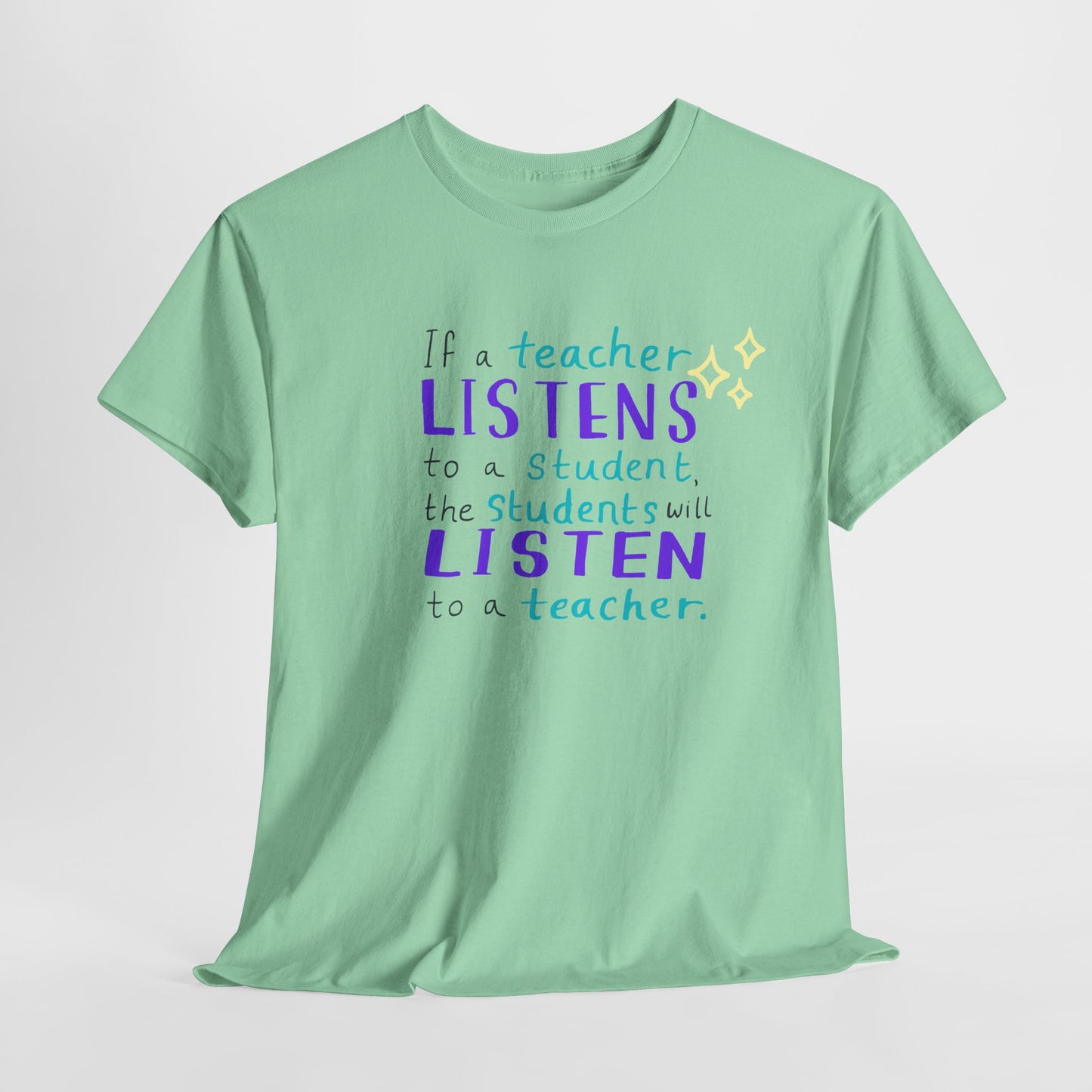 Teen/Adult Unisex Listen & Lead Teacher Tee – Inspiring Quote Shirt for Educators