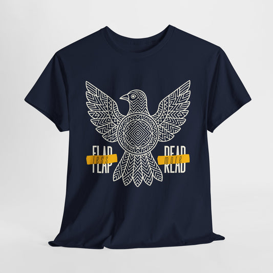 Teen/Adult Unisex – Flap Less Read More Tee – Geometric Bird Book Shirt