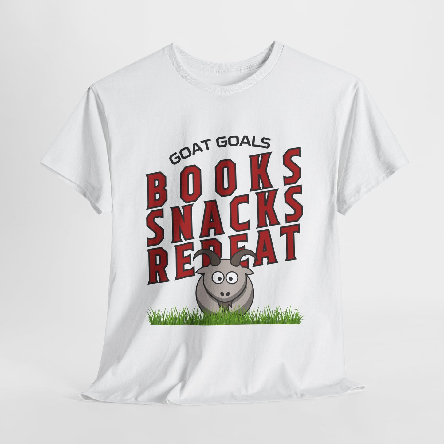 Teen/Adult Unisex – Goat Goals Books Snacks Repeat Tee