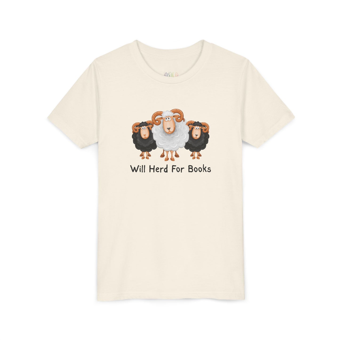 Youth Will Herd for Books T-Shirt – Funny Sheep Tee for Young Book Wranglers