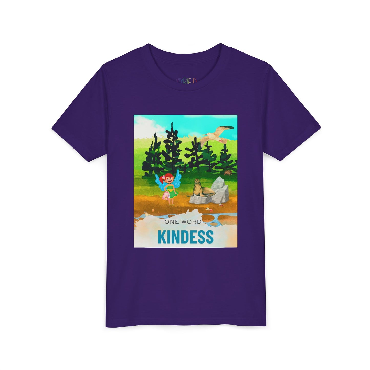 Youth One Word: Kindness Tee – Fairy Forest T-Shirt for Kids, Gentle Message Apparel for Young Hearts