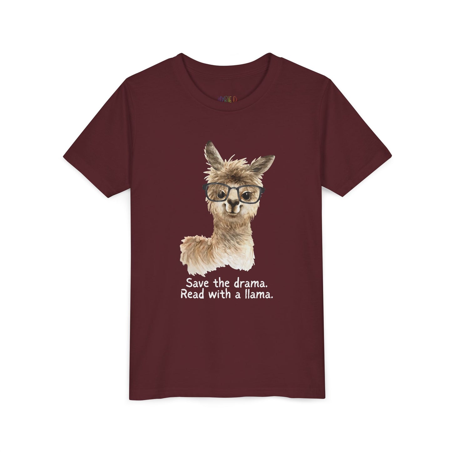 Youth Save the Drama, Read with a Llama T-Shirt – Funny Animal Book Lover Tee