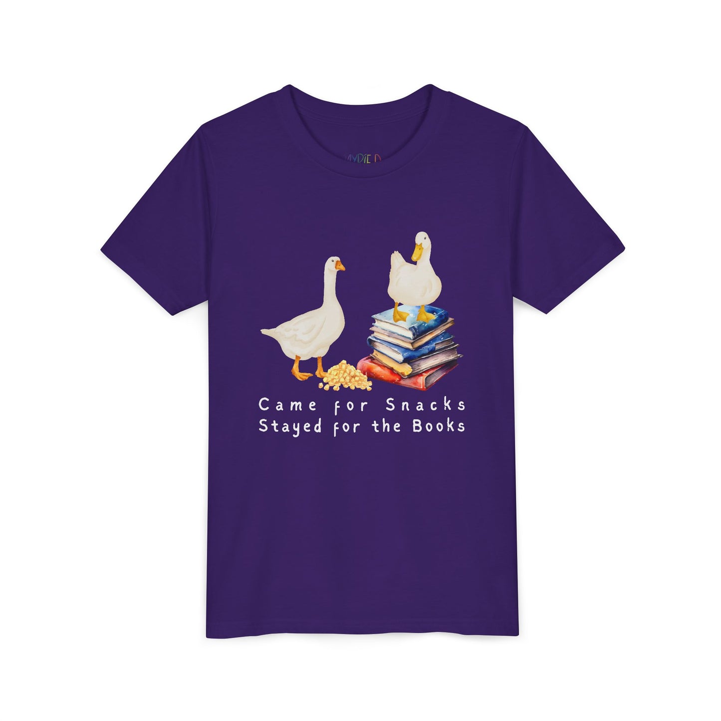 Youth Came for Snacks, Stayed for the Books Tee – Funny Duck Shirt for Hungry Little Readers
