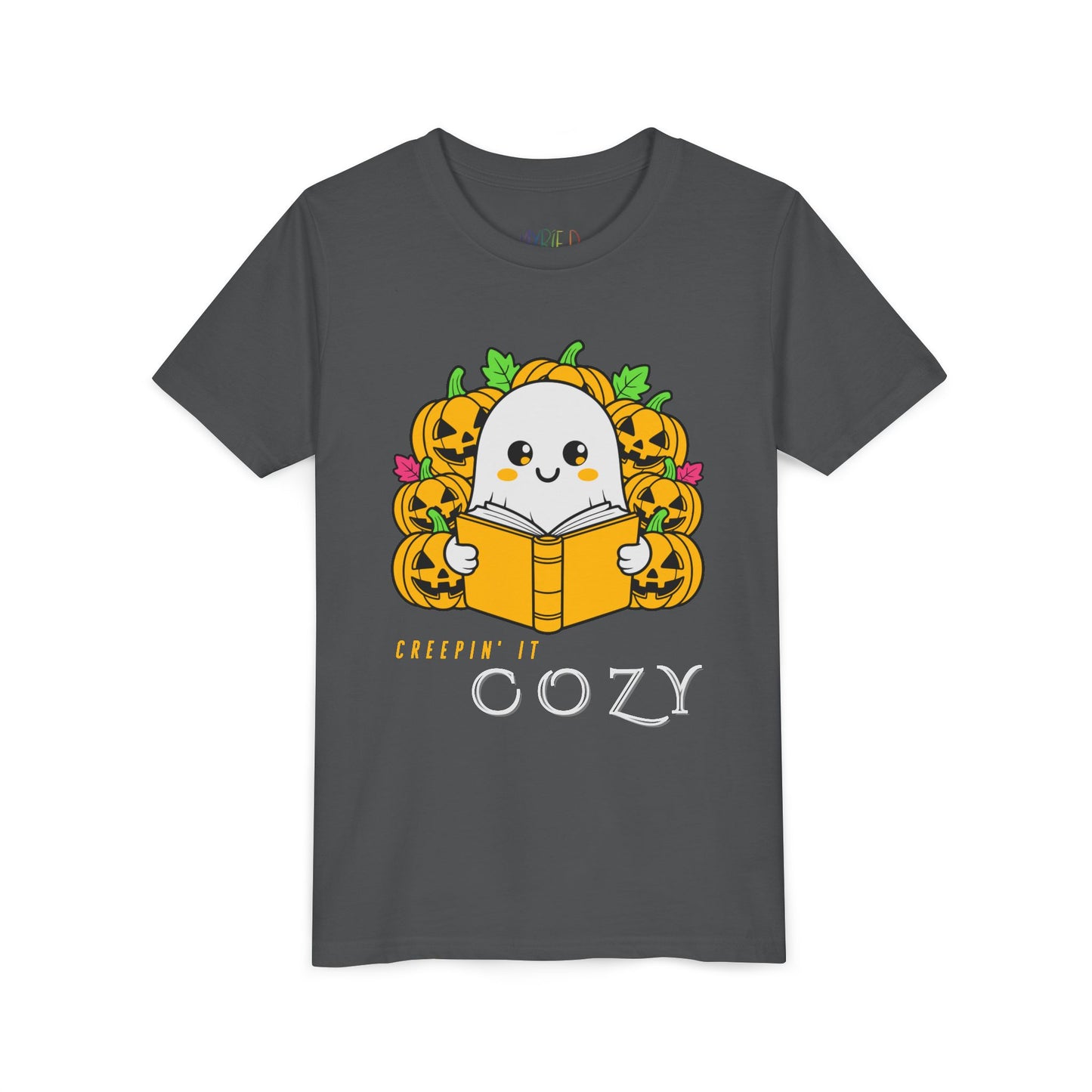 Youth Creepin’ It Cozy Tee – Fun Halloween Ghost & Pumpkins Reading Shirt