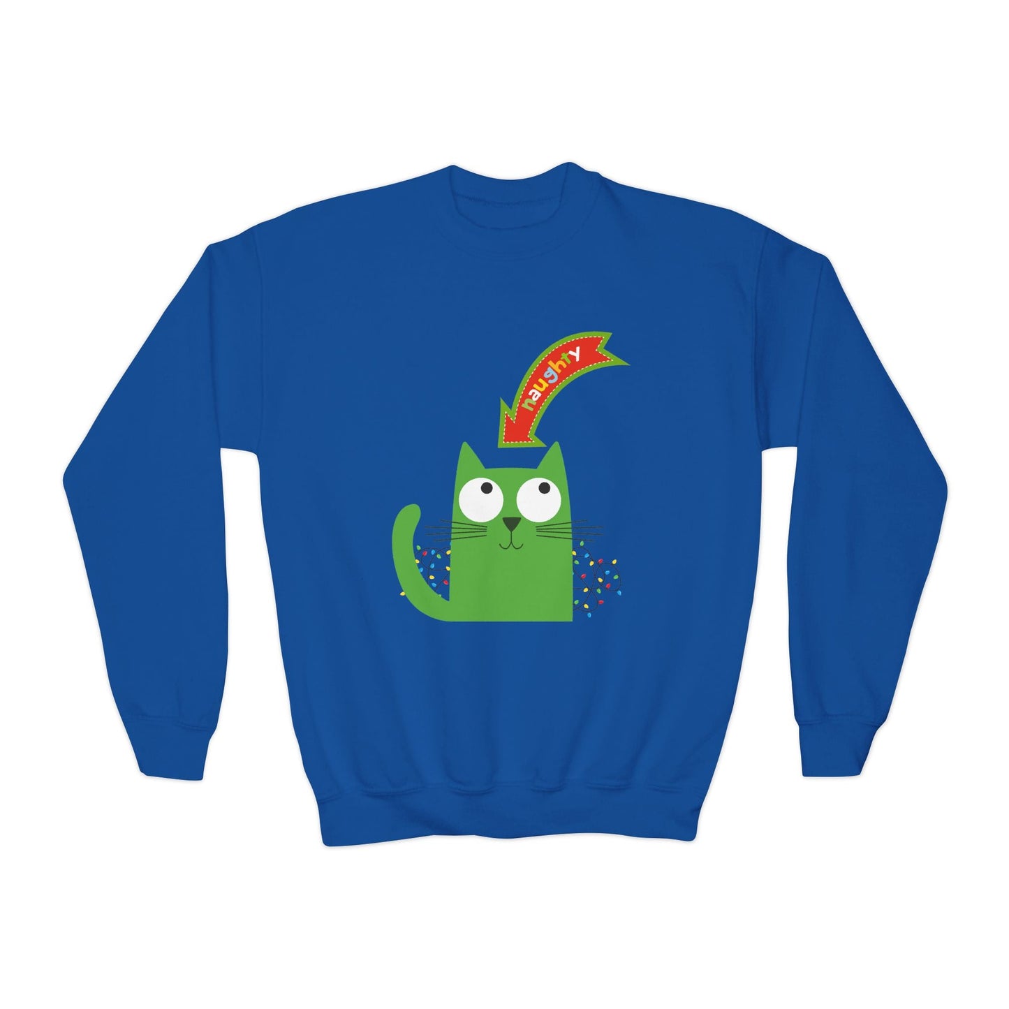Youth Naughty Kitty Holiday Sweatshirt Printify