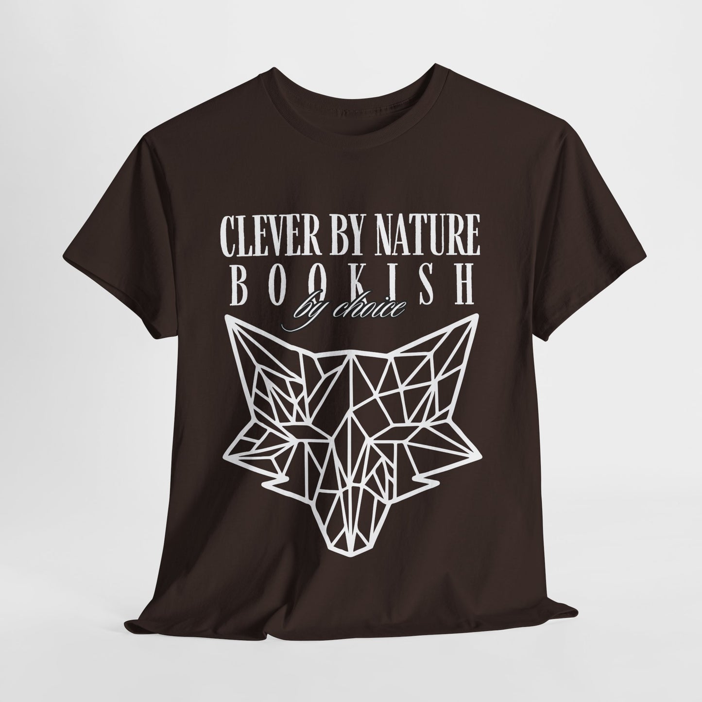 Teen/Adult Unisex – Clever by Nature Tee – Geometric Fox Design for Bookish Minds