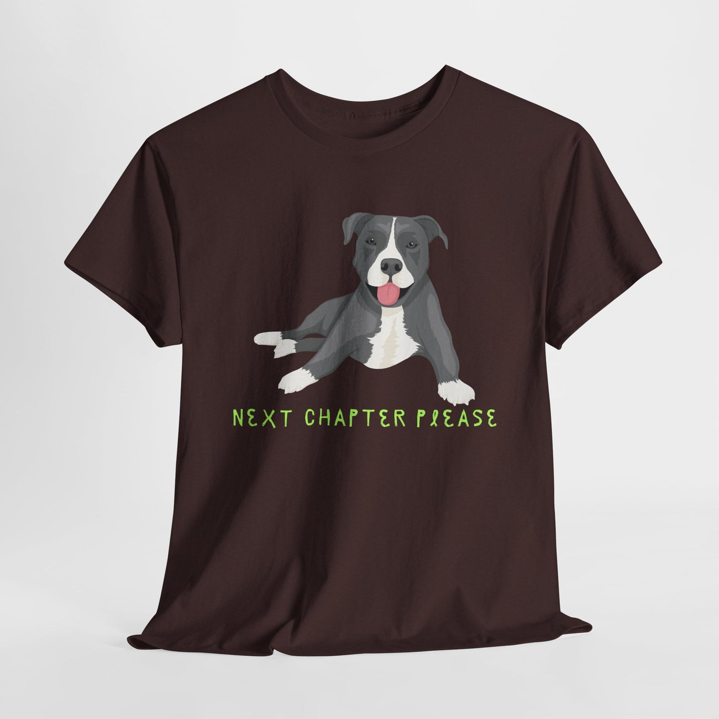Teen/Adult Unisex Next Chapter Please Tee – Calm Pup, Curious Heart