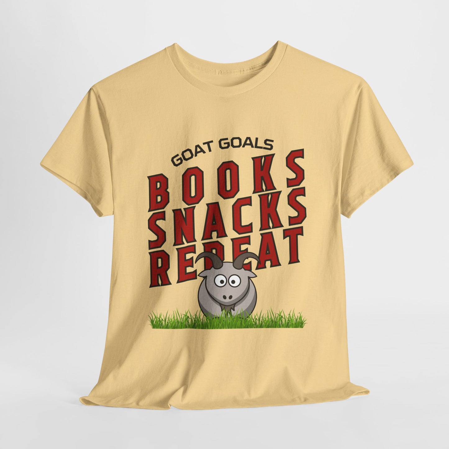 Teen/Adult Unisex – Goat Goals Books Snacks Repeat Tee