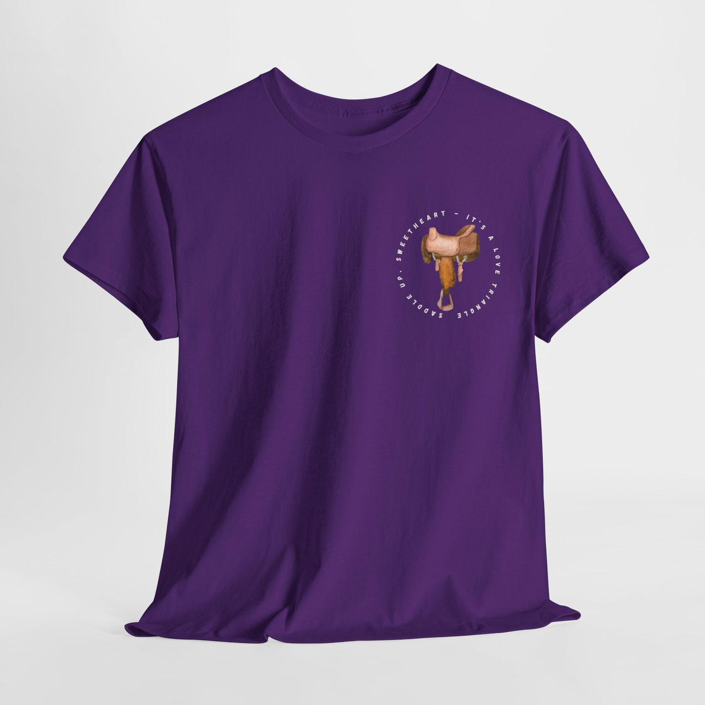 Teen/Adult Unisex Tee – It’s a Love Triangle, Saddle Up Sweetheart (Little Edition)