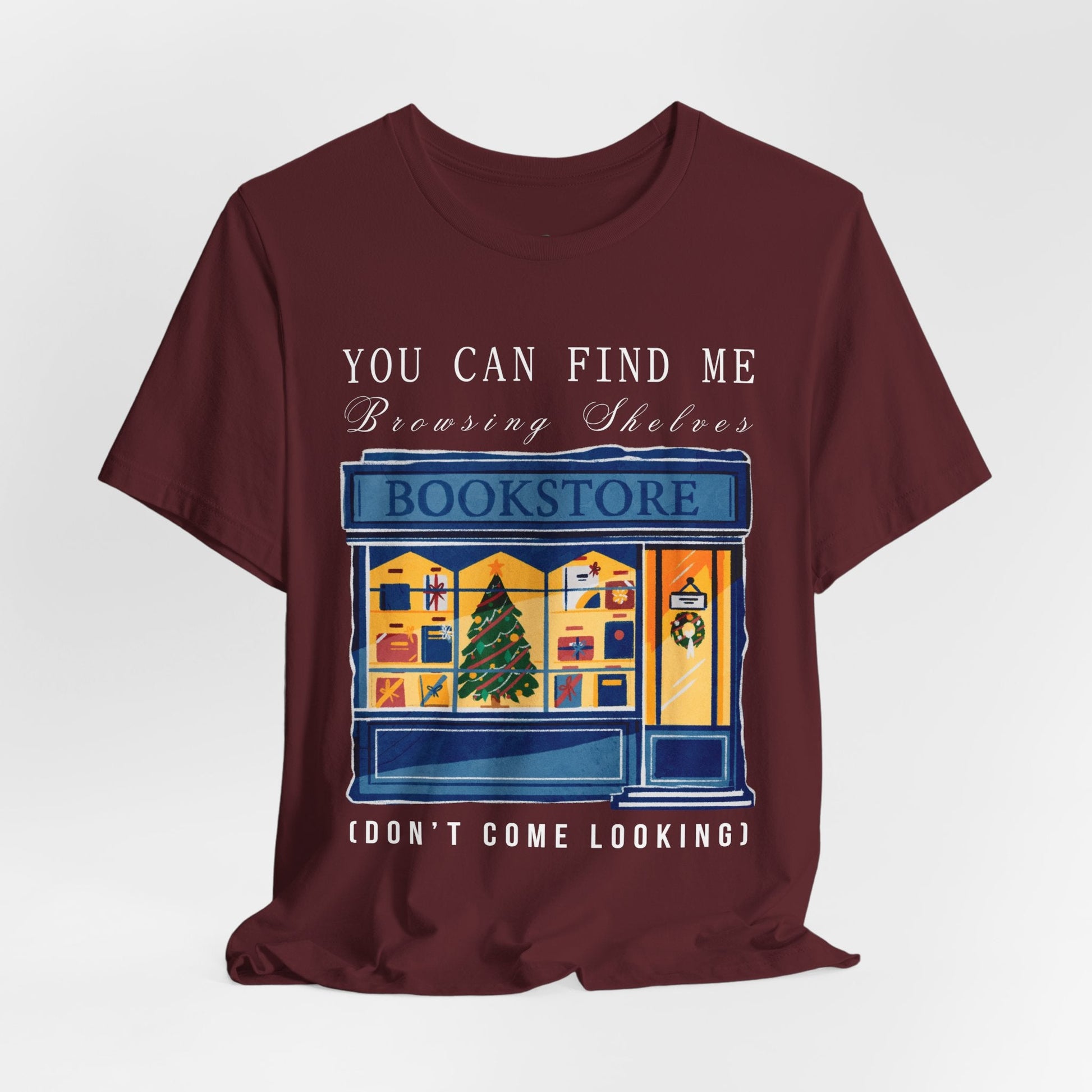 Teen/Adult Unisex You Can Find Me Browsing Shelves T-Shirt â€“ Holiday Bookstore Design Printify
