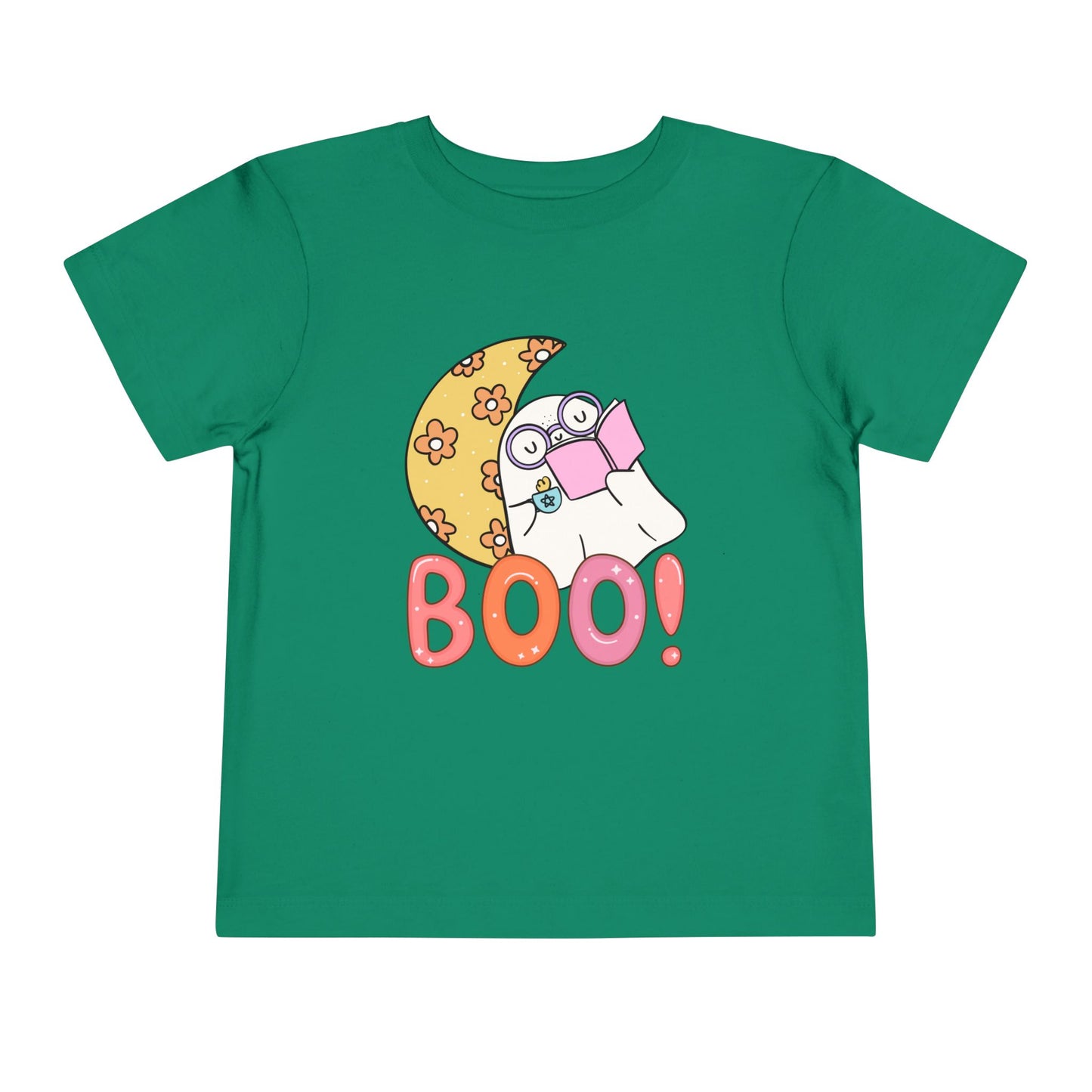 Toddler Halloween "Boo!" Ghost Reader Tee – Spooky Cute Bookish Shirt