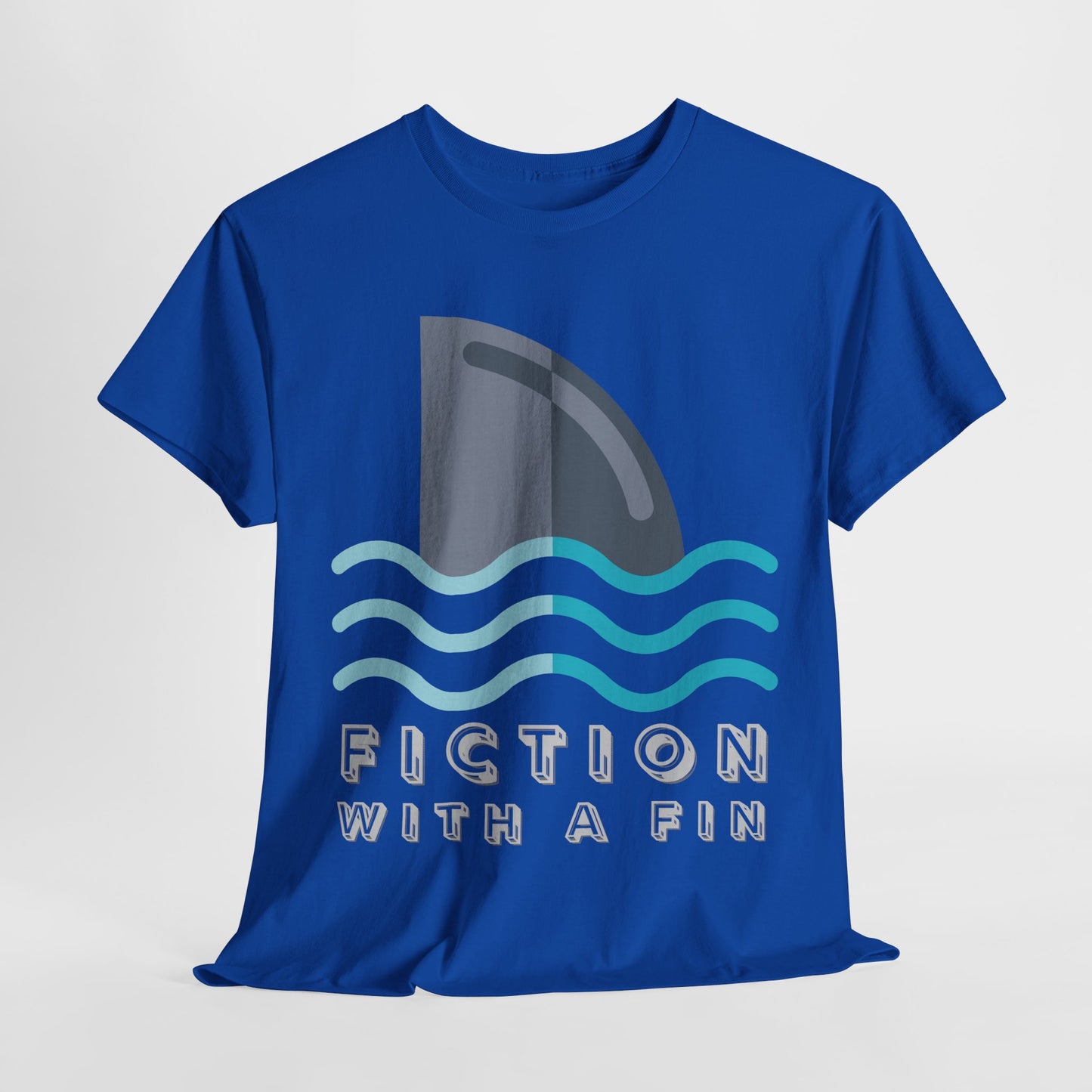 Teen/Adult Unisex Fiction With a Fin Tee – Shark-Themed Reading Shirt for Ocean-Loving Bookworms