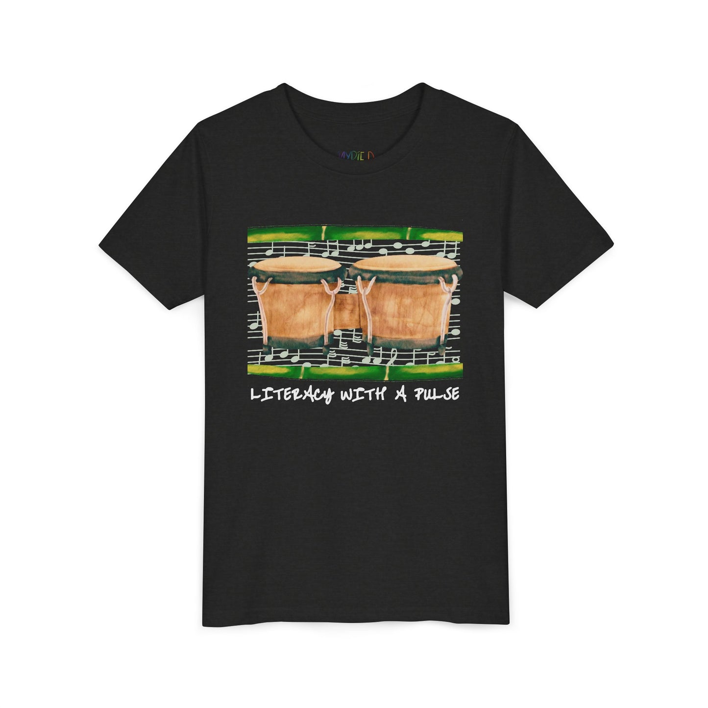 Youth Literacy With a Pulse Tee – Bongo Drum Shirt for Rhythm-Loving Readers