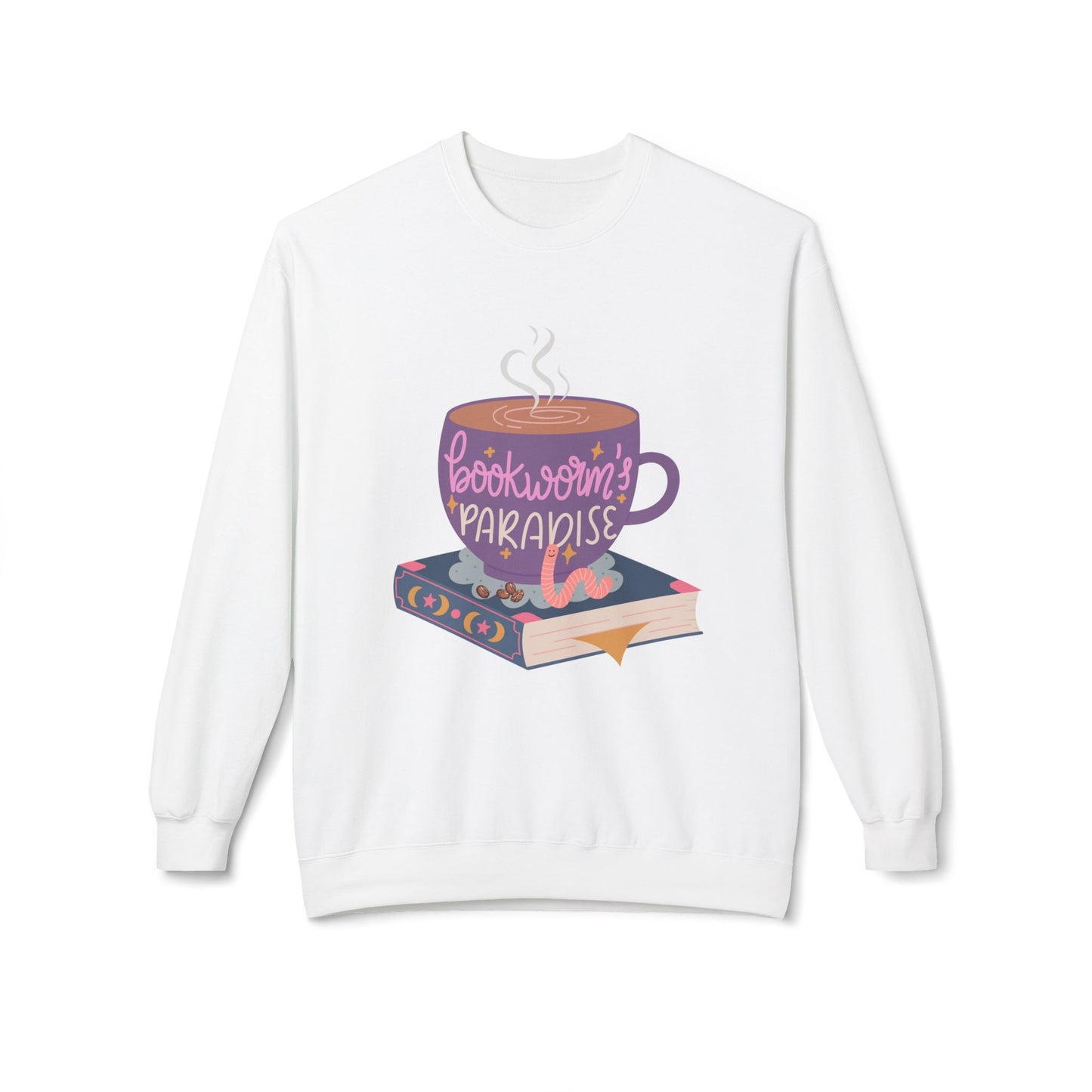 Teen/Adult Unisex Bookworm’s Paradise Sweatshirt, Cozy Reading & Coffee Lover Crewneck