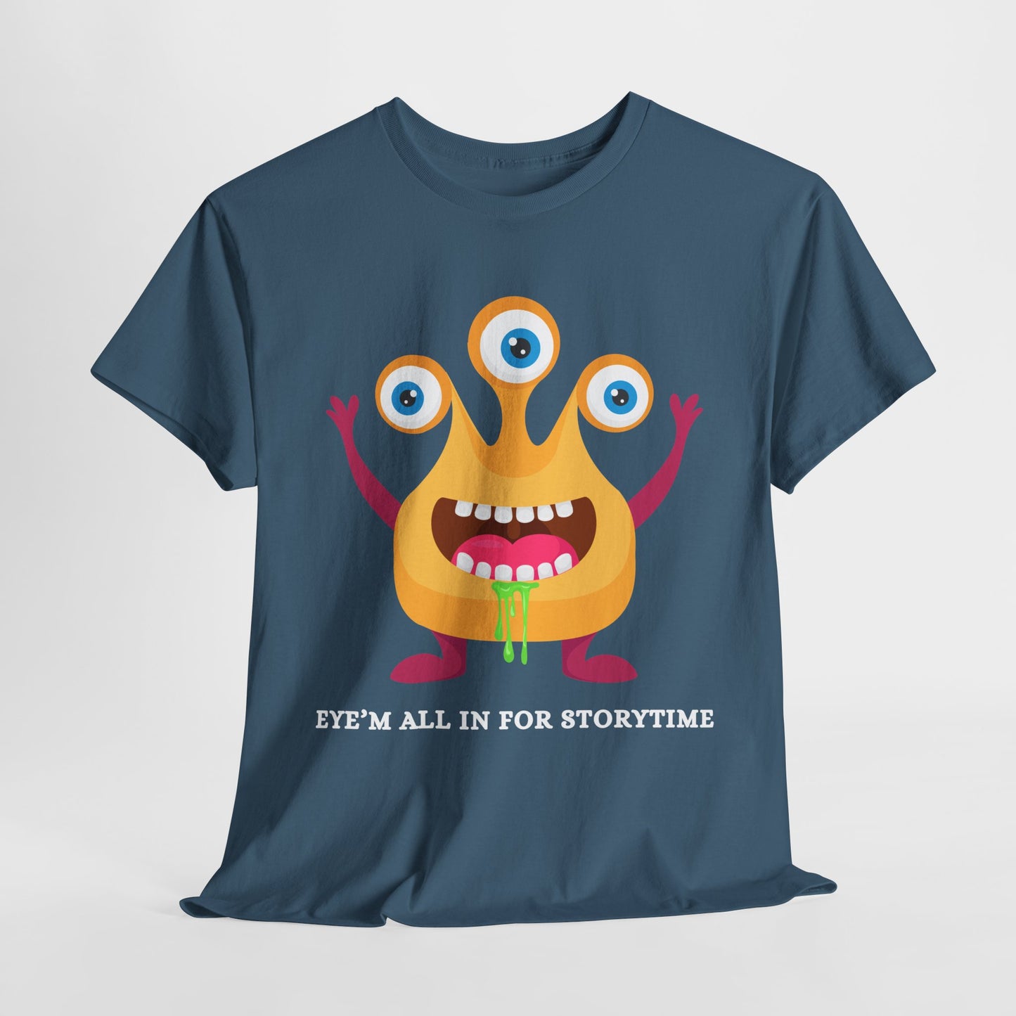 Teen/Adult Unisex Eye’m All In for Storytime – Funny Monster Book Tee